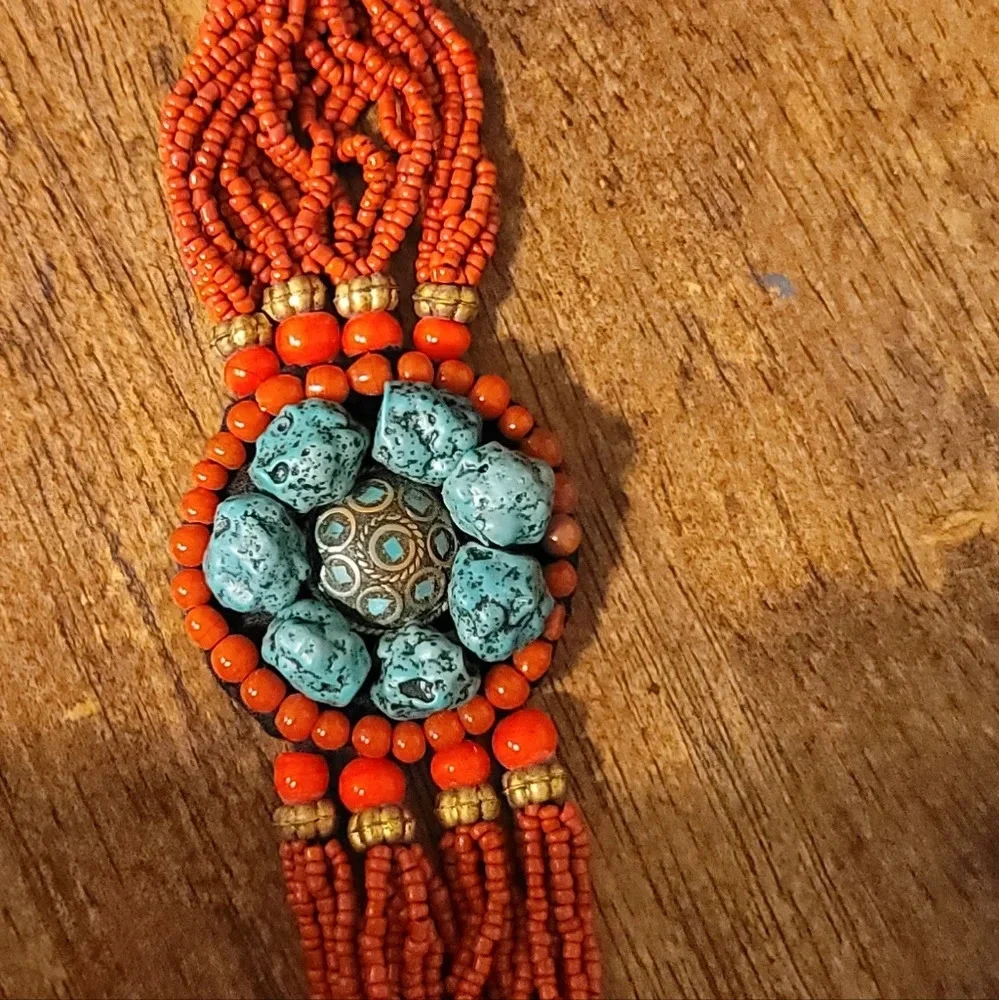 Orange  And turquoise stone bracelet - Picture 4 of 4